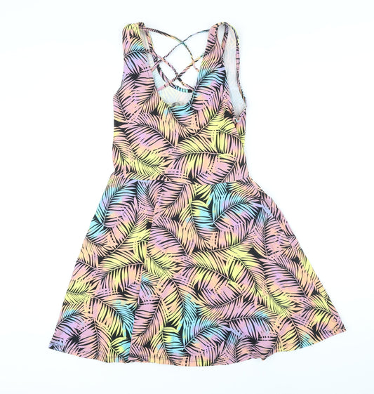 Clockhouse Womens Multicoloured Geometric Cotton A-Line Size L Scoop Neck