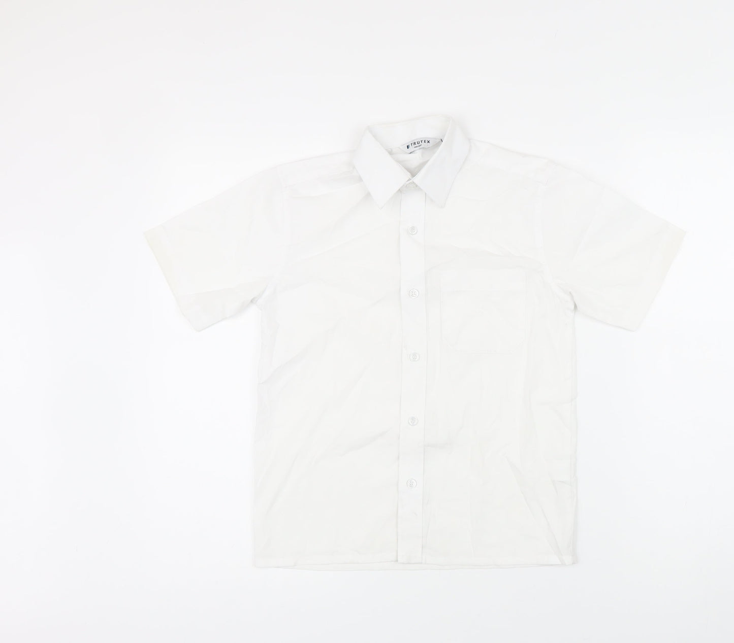 Trutex Girls White Polyester Basic Blouse Size M Collared Button