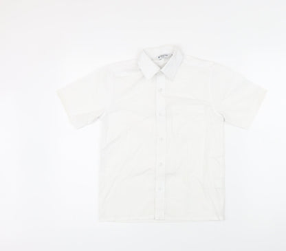Trutex Girls White Polyester Basic Blouse Size M Collared Button