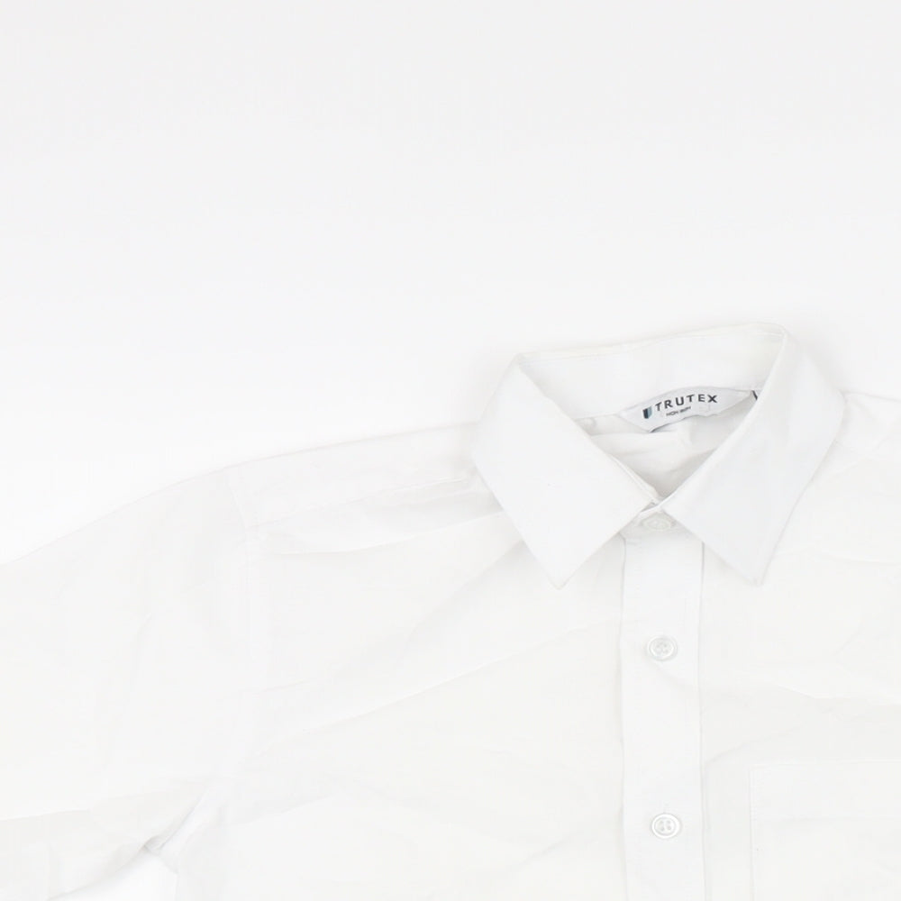 Trutex Girls White Polyester Basic Blouse Size M Collared Button
