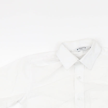 Trutex Girls White Polyester Basic Blouse Size M Collared Button