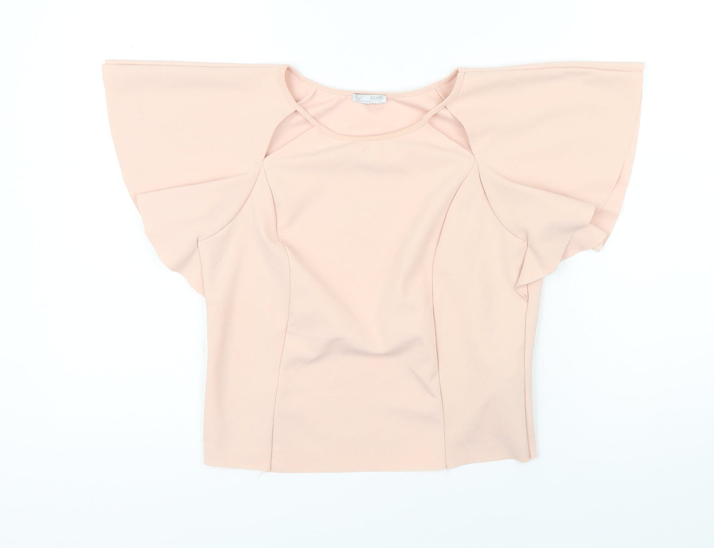 Womens UK Size M Zara Pink Cropped Blouse