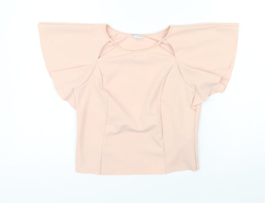 Womens UK Size M Zara Pink Cropped Blouse