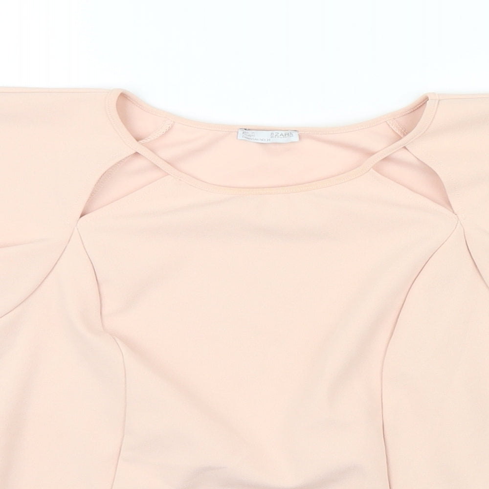 Womens UK Size M Zara Pink Cropped Blouse