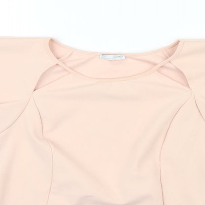 Womens UK Size M Zara Pink Cropped Blouse