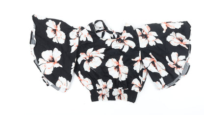 Womens UK Size 8 River Island Black Cropped Blouse