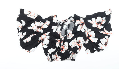 Womens UK Size 8 River Island Black Cropped Blouse