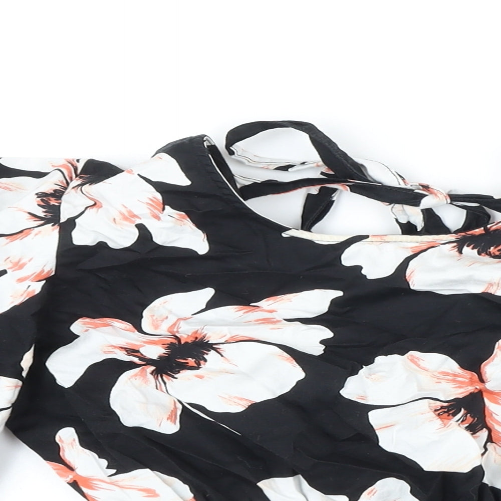 Womens UK Size 8 River Island Black Cropped Blouse