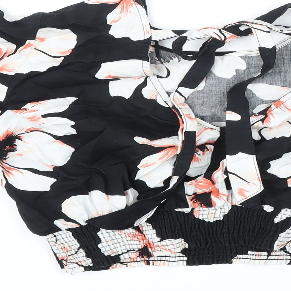 Womens UK Size 8 River Island Black Cropped Blouse