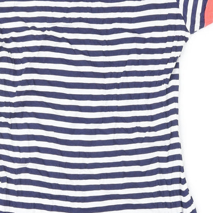 Brave Soul Womens Blue Striped 100% Cotton T-Shirt Dress Size S Boat Neck