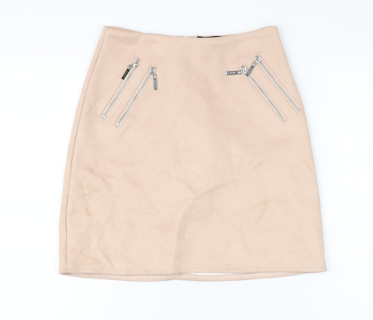 Lipsy Womens Pink Polyester Mini Skirt Size 5XL Zip - Suede effect