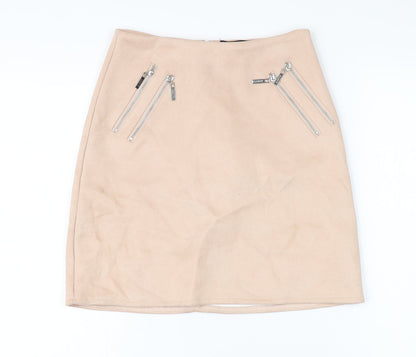 Lipsy Womens Pink Polyester Mini Skirt Size 5XL Zip - Suede effect