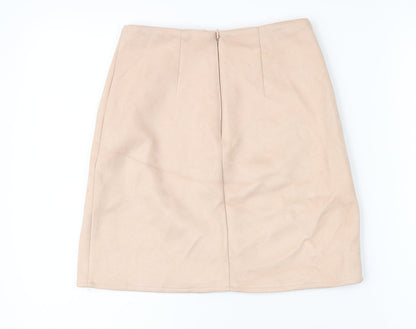 Lipsy Womens Pink Polyester Mini Skirt Size 5XL Zip - Suede effect