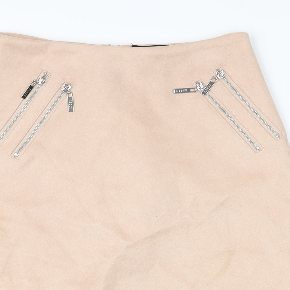 Lipsy Womens Pink Polyester Mini Skirt Size 5XL Zip - Suede effect