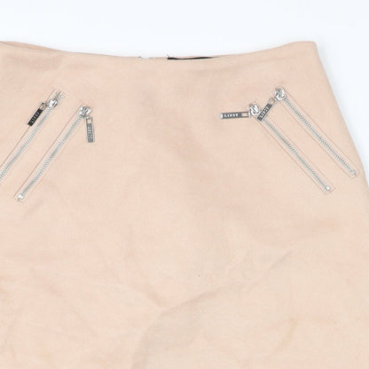 Lipsy Womens Pink Polyester Mini Skirt Size 5XL Zip - Suede effect