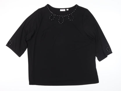 Dreamknit Womens Black Polyester Tunic Blouse Size 2XL Boat Neck