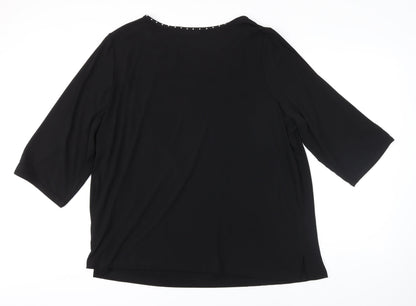 Dreamknit Womens Black Polyester Tunic Blouse Size 2XL Boat Neck