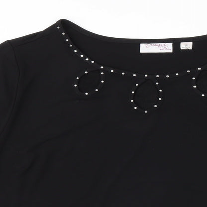 Dreamknit Womens Black Polyester Tunic Blouse Size 2XL Boat Neck