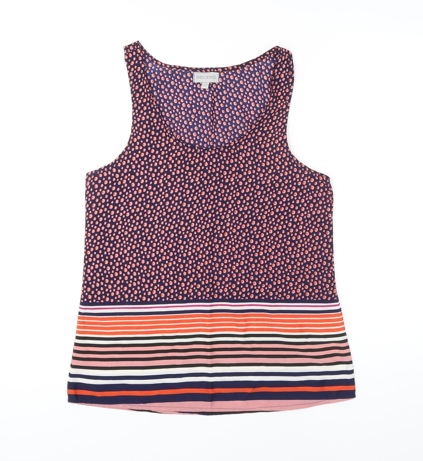 INFLUENCE Womens Multicoloured Striped Polyester Camisole Blouse Size XS Scoop Neck