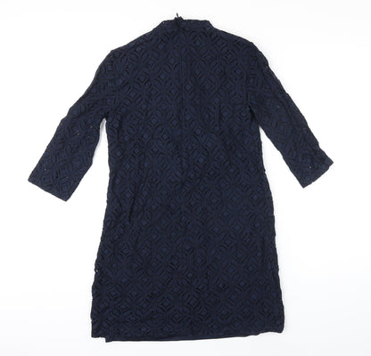 La Redoute Womens Blue Cotton Shift Size 5XL Mock Neck Zip