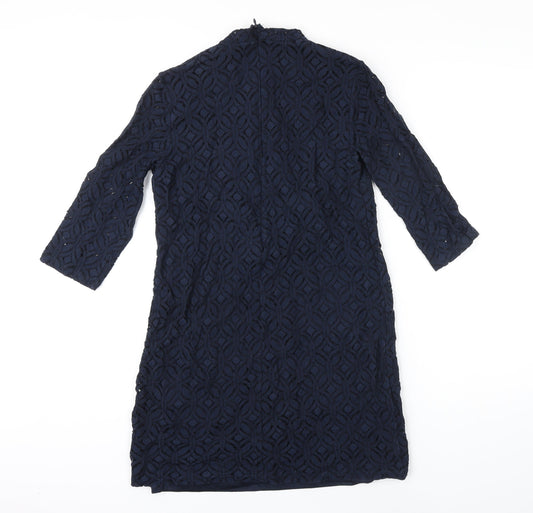 La Redoute Womens Blue Cotton Shift Size 5XL Mock Neck Zip