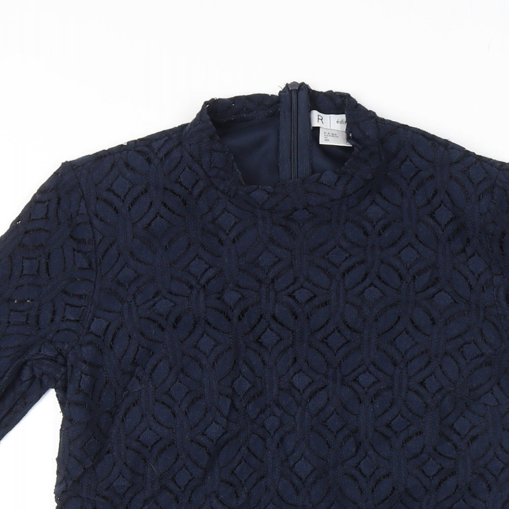 La Redoute Womens Blue Cotton Shift Size 5XL Mock Neck Zip