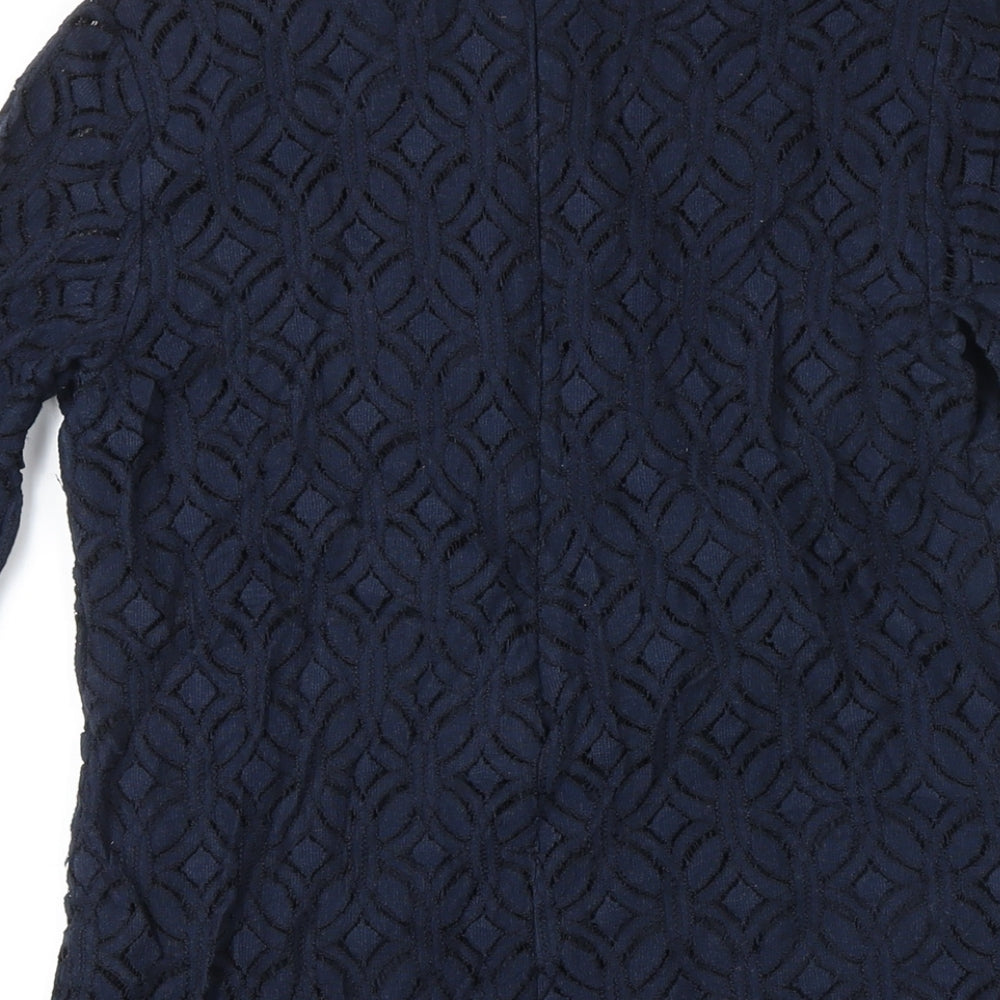 La Redoute Womens Blue Cotton Shift Size 5XL Mock Neck Zip