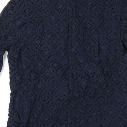 La Redoute Womens Blue Cotton Shift Size 5XL Mock Neck Zip