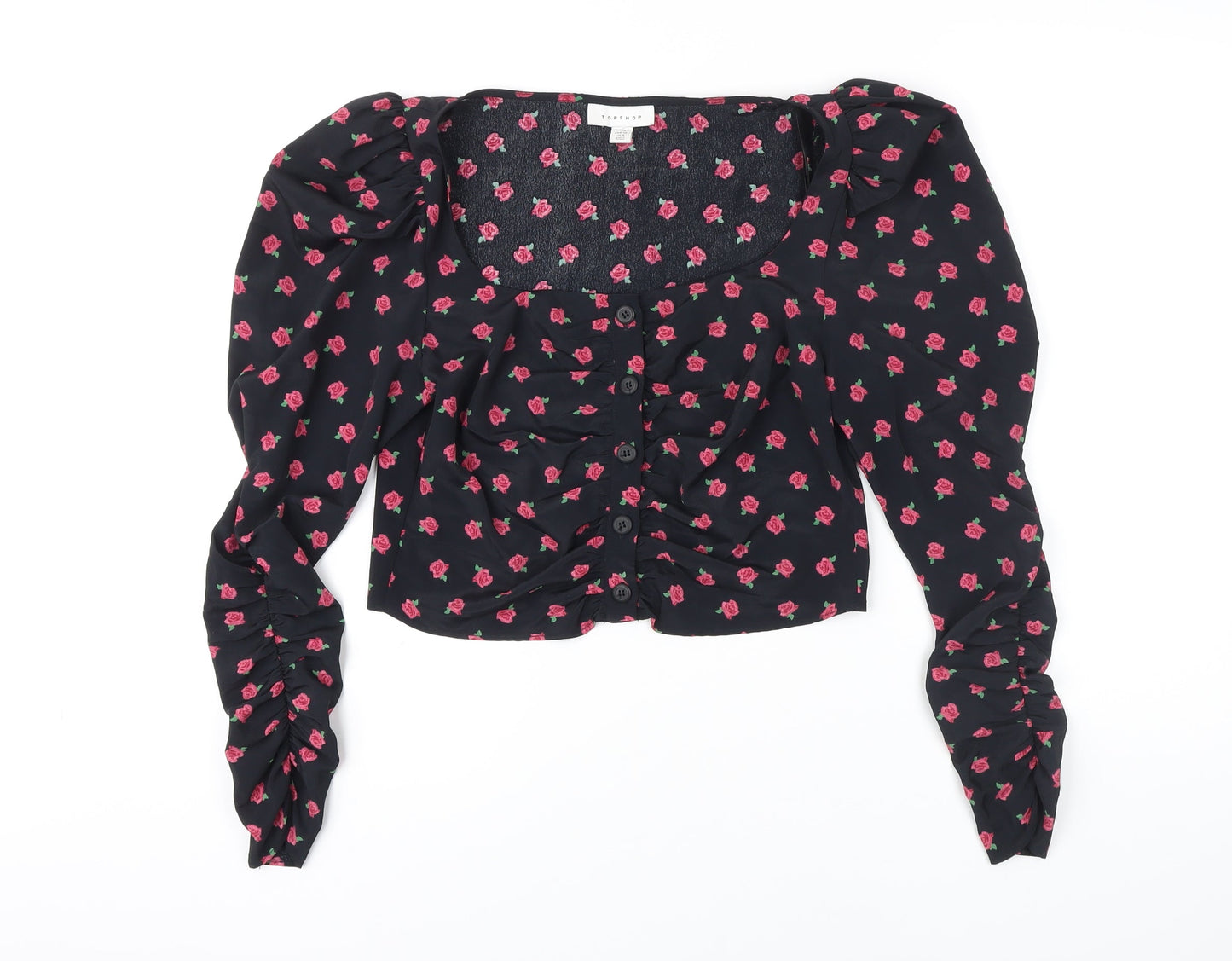 Womens UK Size 10 Topshop Black Cropped Blouse