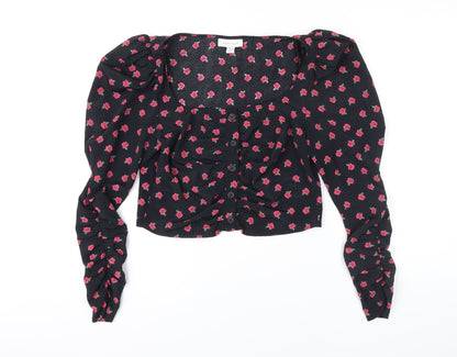 Womens UK Size 10 Topshop Black Cropped Blouse