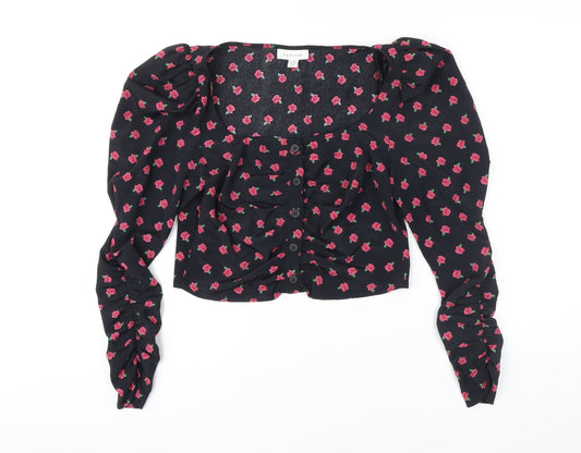 Womens UK Size 10 Topshop Black Cropped Blouse