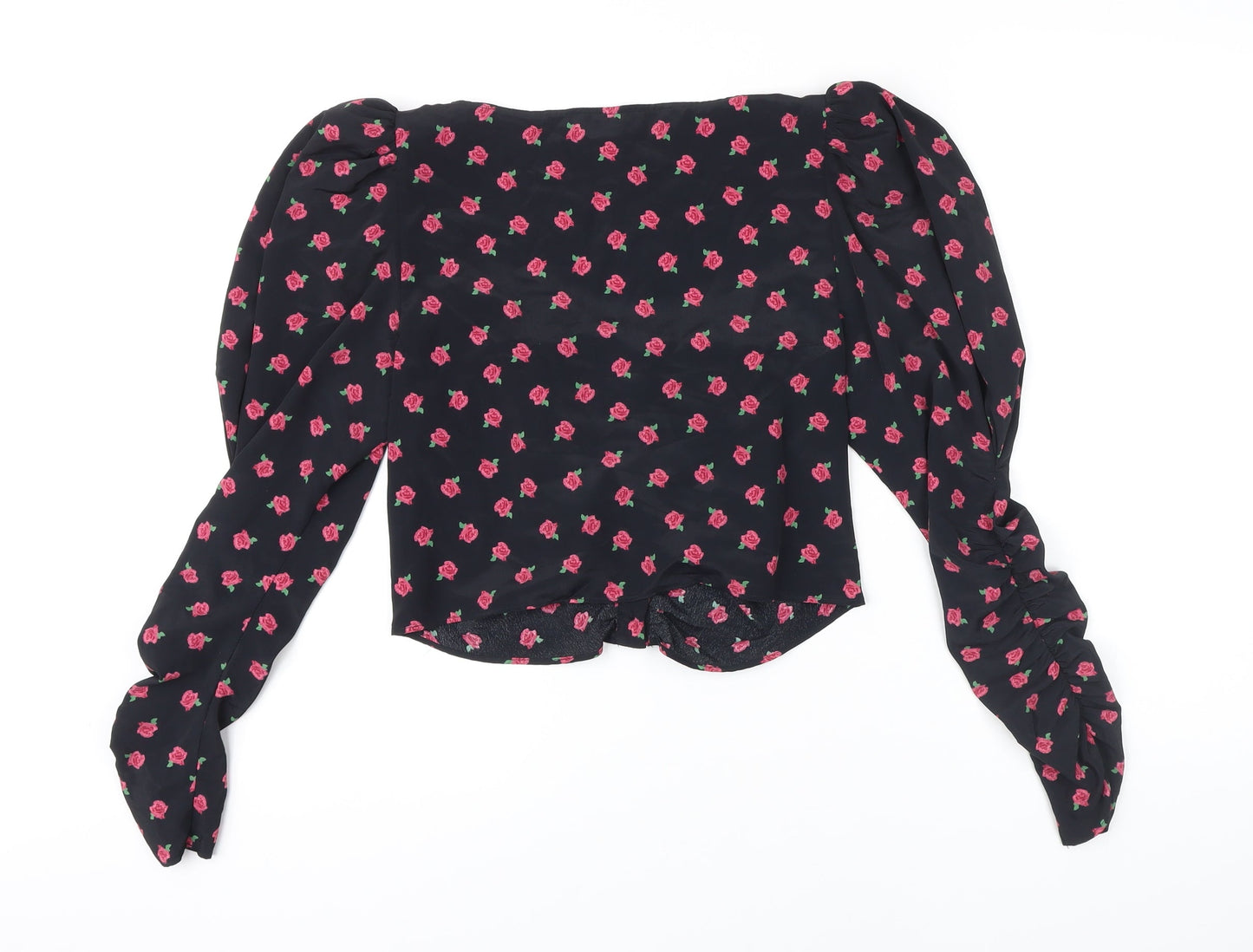 Womens UK Size 10 Topshop Black Cropped Blouse