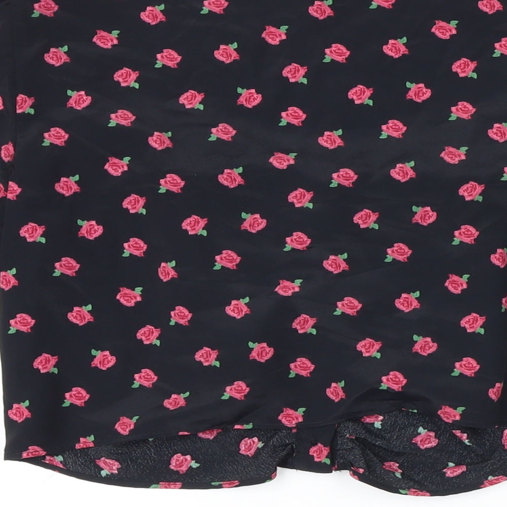Womens UK Size 10 Topshop Black Cropped Blouse