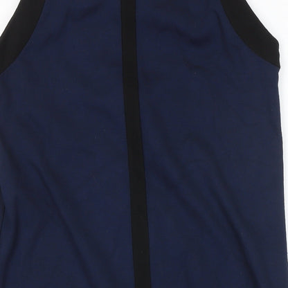 MNG Womens Blue Colourblock Polyester Pinafore/Dungaree Dress Size S Round Neck