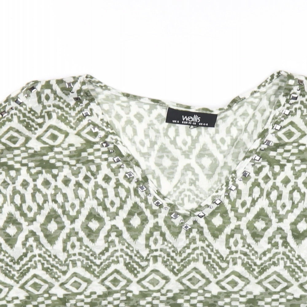 Womens UK Size S Wallis Green Basic T-Shirt