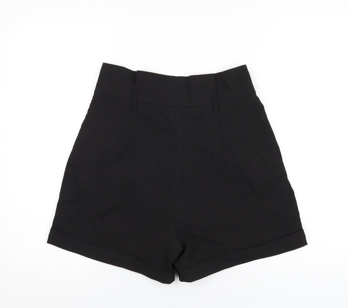 Unique 21 Womens Black Polyester Paperbag Shorts Size 10 Regular Zip