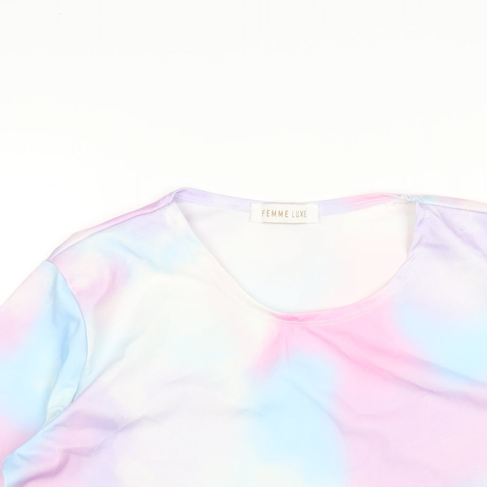 Womens UK Size M Femme Luxe Multicoloured Basic T-Shirt
