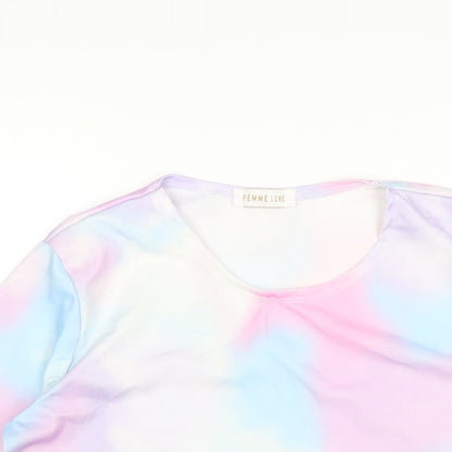 Womens UK Size M Femme Luxe Multicoloured Basic T-Shirt
