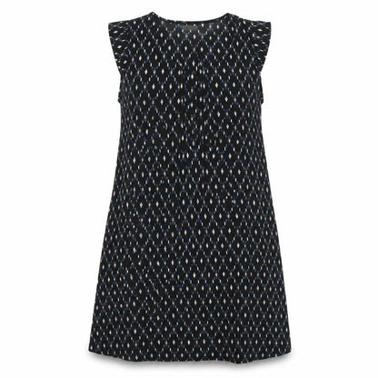 Natura Womens Black Geometric Polyester A-Line Size L Round Neck Pullover