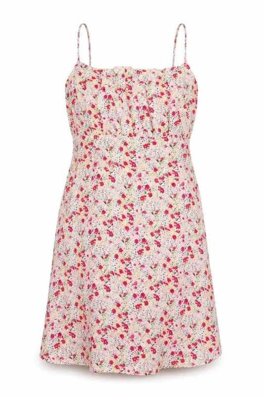 Wednesday's Girl Womens Multicoloured Floral Polyester A-Line Size S Square Neck Zip