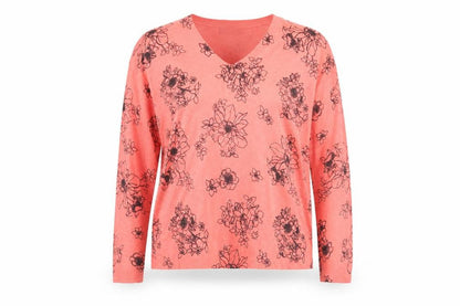 Marks & Spencer Womens Pink V-Neck Floral Acrylic Pullover Jumper Size M