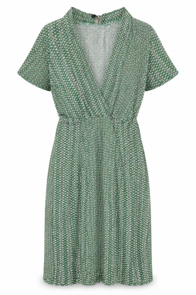Topshop Womens Green Geometric Viscose A-Line Size 8 V-Neck Pullover