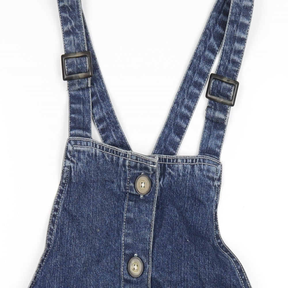 Papaya Womens Blue Cotton A-Line Size 10 Square Neck Button