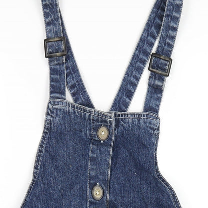 Papaya Womens Blue Cotton A-Line Size 10 Square Neck Button