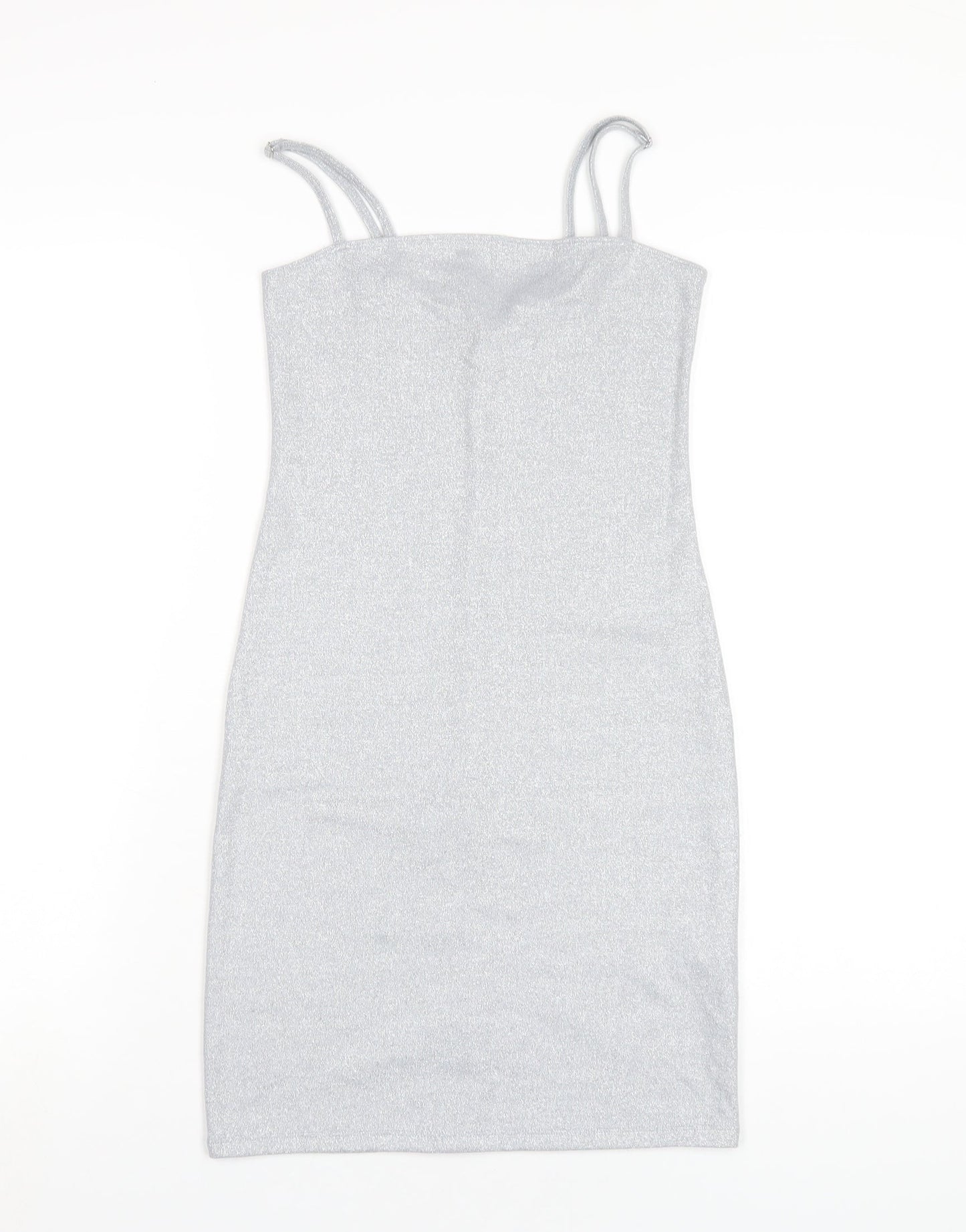 FOREVER 21 Womens Silver Polyester Bodycon Size S Square Neck Pullover