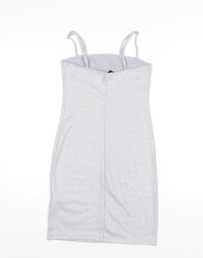 FOREVER 21 Womens Silver Polyester Bodycon Size S Square Neck Pullover