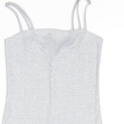 FOREVER 21 Womens Silver Polyester Bodycon Size S Square Neck Pullover