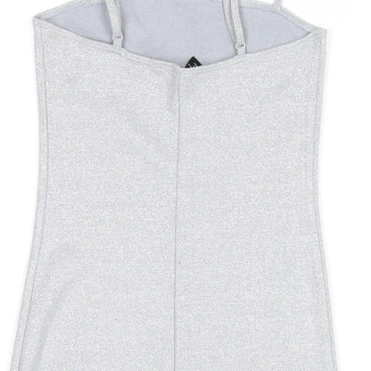 FOREVER 21 Womens Silver Polyester Bodycon Size S Square Neck Pullover