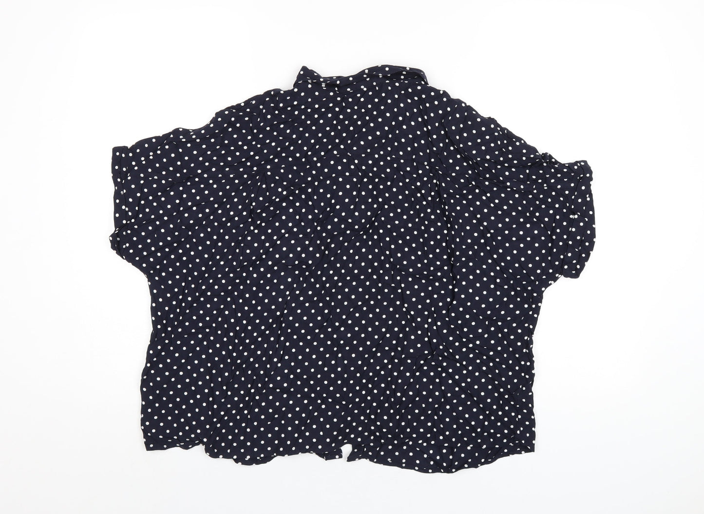 Marks and Spencer Womens Blue Polka Dot Viscose Basic Button-Up Size 20 Collared