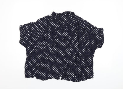 Marks and Spencer Womens Blue Polka Dot Viscose Basic Button-Up Size 20 Collared